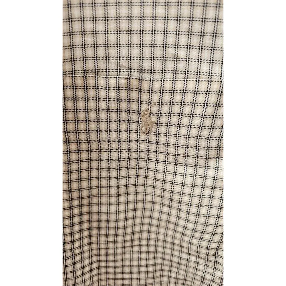 Polo Ralph Lauren Tan Black Micro Plaid Lowell Sport Cotton L/S Casual Shirt XXL